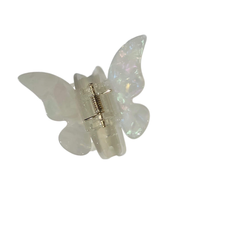 Haarklammer Schmetterling Butterfly Chrome White