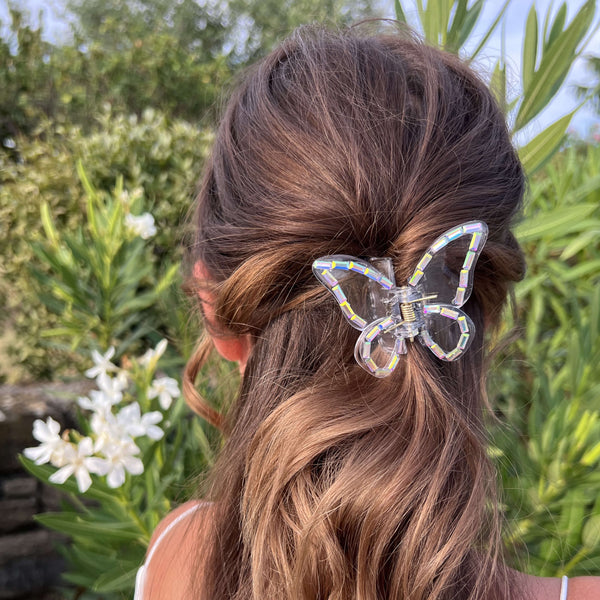 Haarklammer Schmetterling Butterfly Special Transparent Holo Glitzer